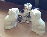 Three Staffordshire dogs, a/f.