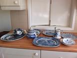 A selection of various blue and white pottery.