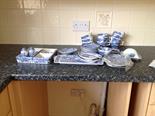 An assortment of blue and white pottery, mainly Spode blue Italian.