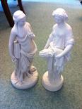 Two Parian figures of classical ladies, both a/f. 34  cms high.