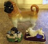 Three pieces of 19th century pottery to include pug dog.