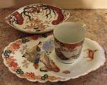 Oriental porcelain dish and a cup and saucer.