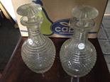 Pair of early 19th century cut glass decanters.