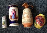 Four ceramic items including Moorcroft and Doulton.