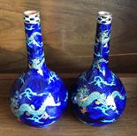 Pair Hancock and Sons Corona Ware dragon vases 1 a/f.