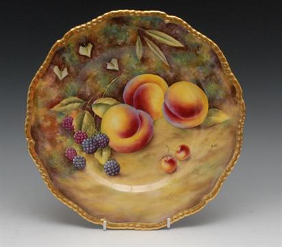 A Royal Worcester fruit pattern plate, painted by Brian Cox, signed ... A Royal Worcester fruit pattern plate, painted by Brian Cox, signed ...