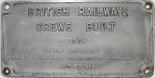 Worksplate "British Railways Crewe Built 1964 Power Equipment by Brush Electrical Engineering