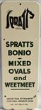 Enamel Advertising Sign "Spratts Bonio Mixed Ovals and Weetmeet - SPL 347". Vertical 18" x 6".