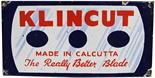 Enamel Advertising Sign "Klincut Made In Calcutta - The Really Better Blade". Red white and blue,