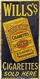 Enamel Advertising Sign `Wills`s Gold Flake Cigarettes Sold Here` Large packet in centre,