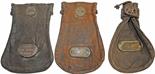 Leather Cash Bags all brass plated, qty 3 comprising:-  LNER MONK FRYSTON WAGES. The station was