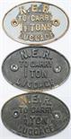 North Eastern Railway cast bronze Luggage Trolley Plates each 8½" in length comprising: NER To Carry