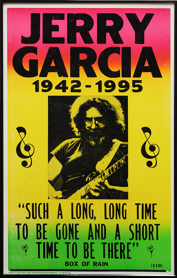 Jerry Garcia Memorial poster, published by Tribune Showprint, Inc. Earl