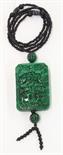 Chinese jadeite pierced plaque, hollowed and reticulated with cranes, pines and deers within a key-