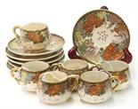 (lot of 12) Japanese Satsuma coffee cups with saucers, six each, painted with various flowers in