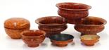 (lot of 7) Himalayan burlwood vessels, consisting of four medium sized shallow bowls, two small