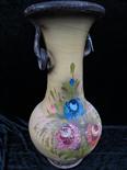 A large hand painted vase with flared lip, 23.5" high.
