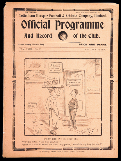 Tottenham Hotspur v Manchester United programme F.A. Cup 4th Round 30th January 1926