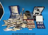 A large collection of cased and loose plated cutlery including some good quality items together with