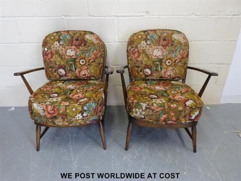 Vintage Ercol Cottage Suite Settee Rocking Chair Footstool 466431797