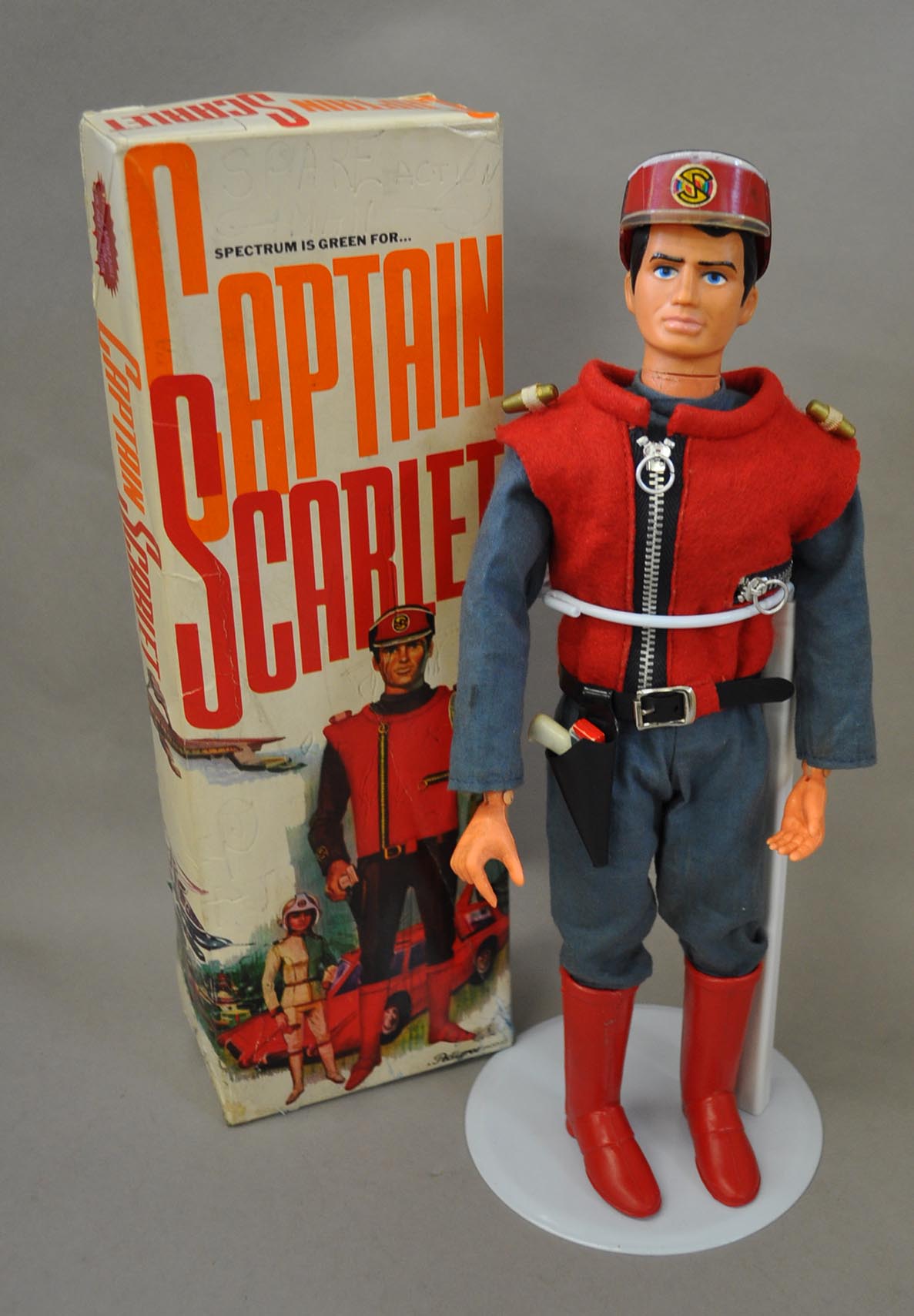 Pedigree Captain Scarlet action figure. Figure is G, some scrapes to