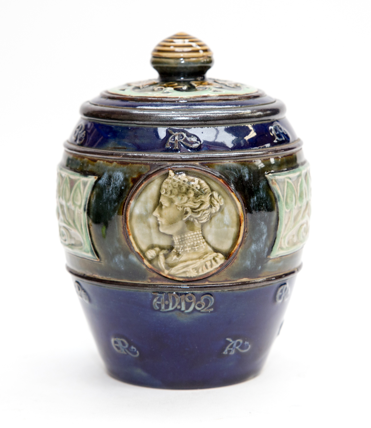 A Royal Doulton stoneware commemorative tobacco jar for the coronation