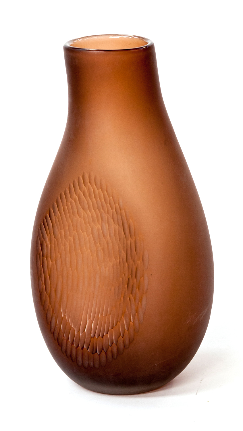 A large Dartington Studio glass vase by Simon Moore, frosted burnt