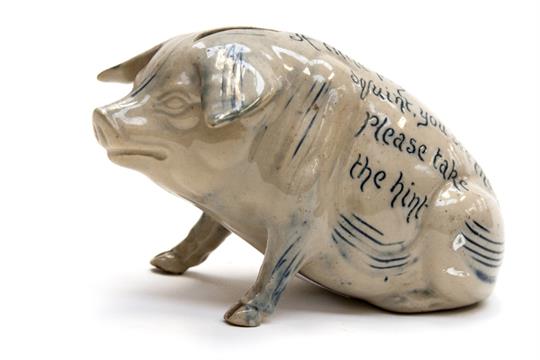 horace elliott for ewenny pottery a stoneware seated pig money box
