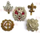 Selection of Territorial Cap Badges including KC white metal 9th Batt HLI ... KC white metal 5/7/8