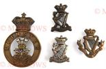 Small Selection of Victorian Irish Badges consisting Vic crown bi-metal Leinster Glengarry badge (