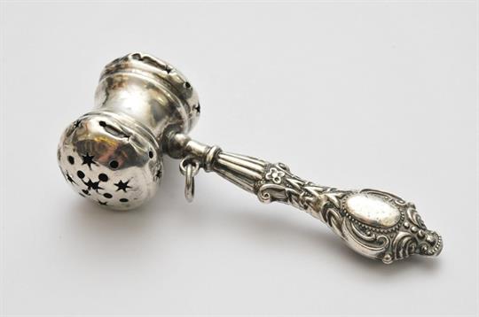 An English silver novelty baby's rattle 