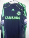 Petr Cech Match Worn Chelsea Shirt: Navy blue goalkeepers shirt with green badging and stripes