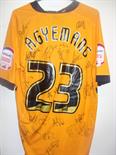 Portsmouth Match Worn Away Football Shirt: Orange shirt with number 23 Agyemang to rear and Npower
