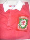 Trevor Ford Wales Match Worn 1951 Football Shirt: Red number 9 to rear and beautiful badge is