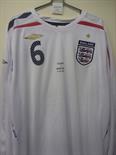 Sol Campbell Match Worn England Football Shirt: Campbell and number 6 to rear with number 6 and