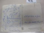 1959 Scotland Squad Signed Postcard: The front of postcard is an aerial view of the Olympic