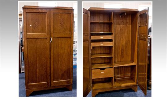 Early 20th Century Oak Gentleman S Compactum Wardrobe Circa 1925