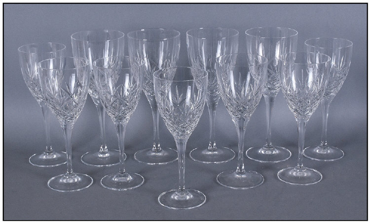 Marks Spencer Loire Crystal Drinking Glasses Comprising Four Large Wine Glasses And Seven Sma
