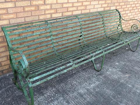 A Victorian Wrought Iron Park Bench Seat 2 4 Metres Width Est