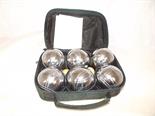 A set of boules, cased