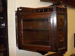 A wall mahogany mounted corner cabinet with galleried top and fitted internal glass shelf 70cm (h) x