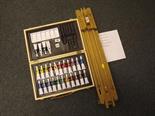 A boxed painting set and Rowney artist easel