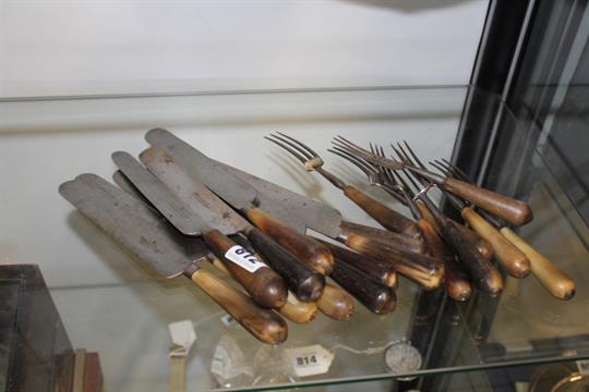 a set of 19th century horn handled knives and forks by rodgers norfolk works