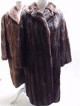 A VINTAGE SHADOW STRIPE MUSQUASH FUR COAT, by `Dickins & Jones of Regent Street`, fully lined,