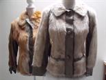 A VINTAGE PASTEL MINK FUR JACKET WITH CONTRASTING LEATHER TRIM, button fastening, fully lined,