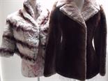 AN UNUSUAL VINTAGE SHADED FUR JACKET, fully lined, hook fastening, front pockets, together with a