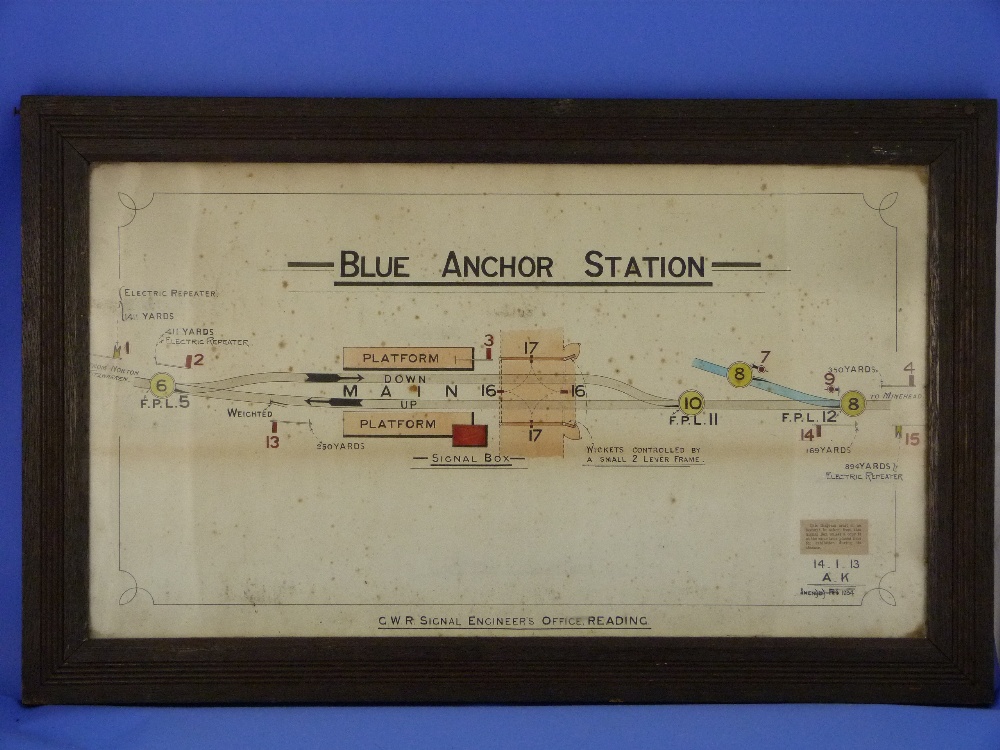 Railway interest; GWR Signal Engineers Office, Reading a diagram of the track and points layout