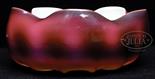 PLATED AMBERINA BOWL. Deep fuchsia coloring shading to a deep amber with vertical ribbing, ruffled
