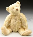 CHARMING AND DELIGHTFUL EARLY 1920s WHITE STEIFF BEAR WITH BUTTON. Teddy is made from white mohair