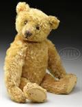 CIRCA 1906 STEIFF BEAR WITH BUTTON. Teddy is 5-ways jointed and made from cinnamon colored mohair,